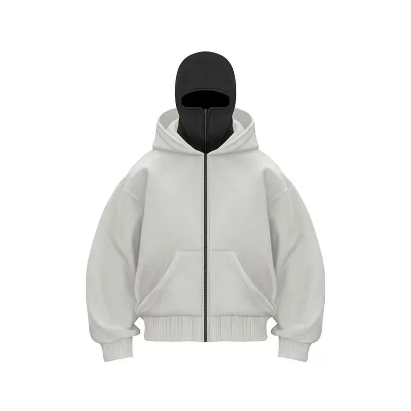 2025 Autumn Men Balaclava Y2K Gothic Harajuku Winter New Item Double Hooded Sweatshirt Men's Hooded Mask Zipper Sportswear Women — image 12