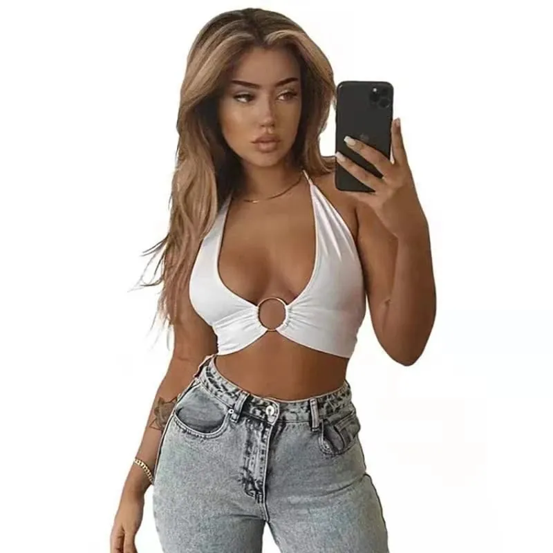 Summer Women Sexy Super-short Tank Tops Patchwork Camis Solid Hollow Out Tops Ladies Sleeveless Strapless V-neck Slim Top Vests — image 6