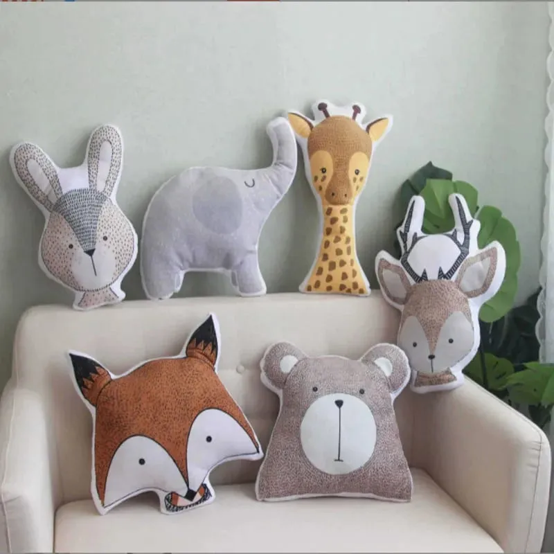 INS Nordic Cute Animals Plush Toys Bear Deer Fox Sofa Pillow/Cushion Children Room Decor Nursery Kids Room Baby Birthday Gifts — image 2