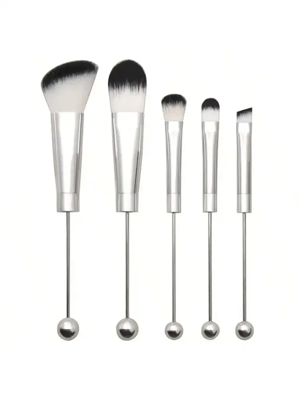 5pcs Beadable Makeup Brushes Unique Brushes Silicone Beads DIY Makeup Cosmetic Brushes Beaded Brushes Kit For DIY