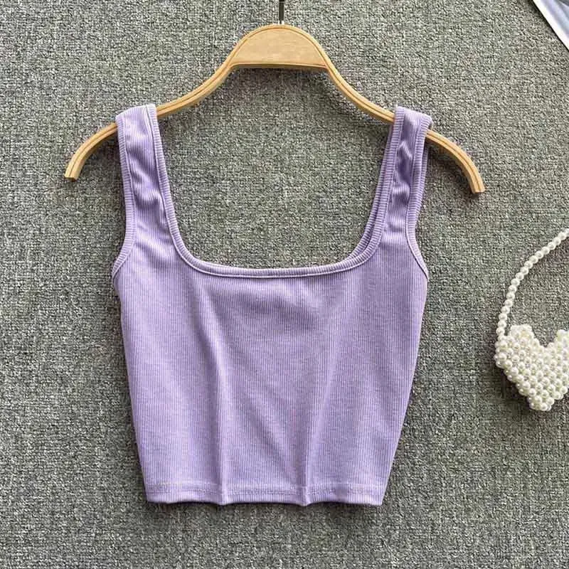 Tank Top Women Sexy Backless Y2k Top Slim Fit Bottoming Blouse Solid Crop Top Sleeveless Camis Mujer — image 17