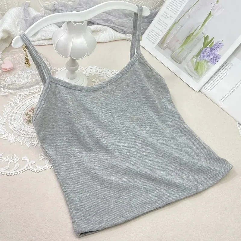 Summer New Solid Color Small Camisole for Girls and Students with A Slimming Look and A Versatile Thread Vest. Short Base Shirt — image 5