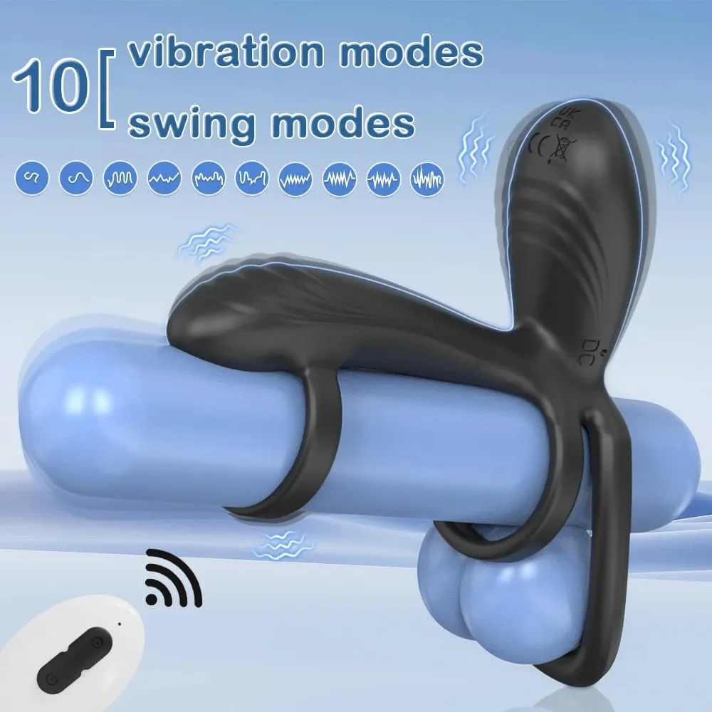 Remote Control Dual Penis Ring Vibrator for Men Delay Time Prostate Massager Cock Rings Twisting Vibrating Sex Toy for Men — image 5