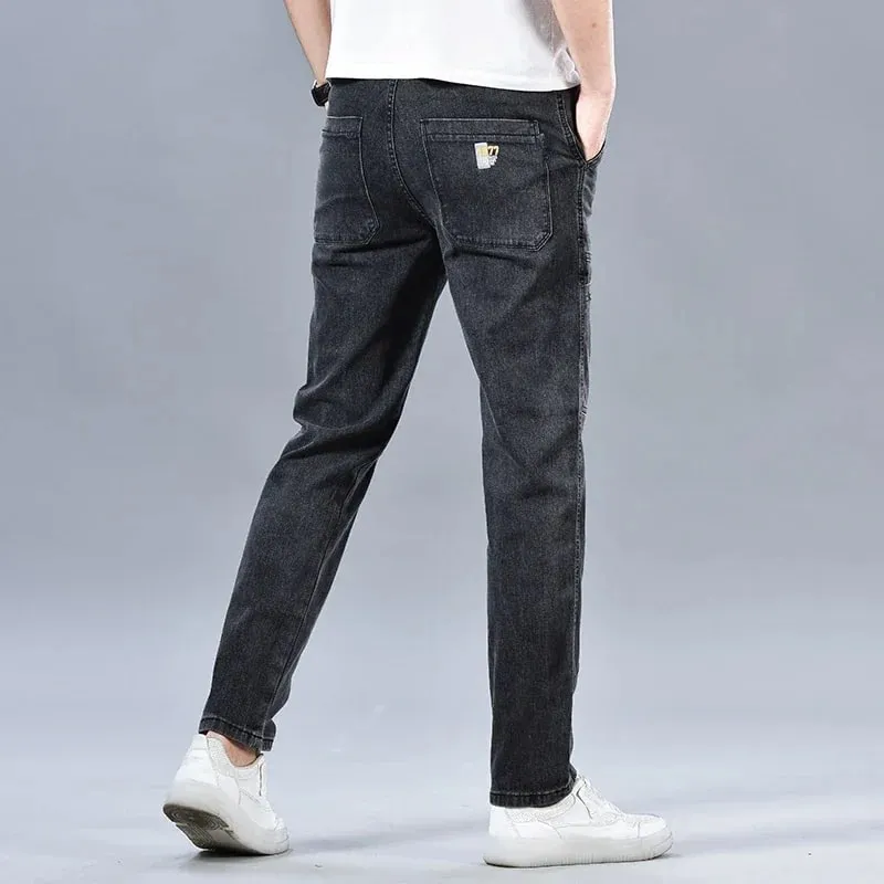 2024 Men's Summer Fashion Men's Jeans Multi-pocket Splicing Straight-leg Casual Denim Trousers Personalized Dark Blue Brand — image 6