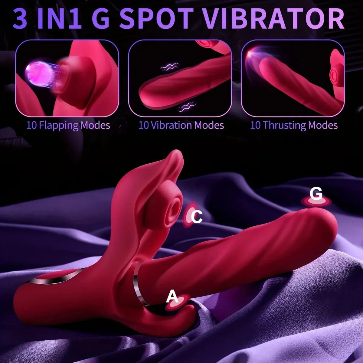 3 in 1 Thrusting Dildo Vibrator G-Spot Rabbit Vibrator for Women Vagina Clitoris Stimulator Sex Toys Adults Products For Women — image 2