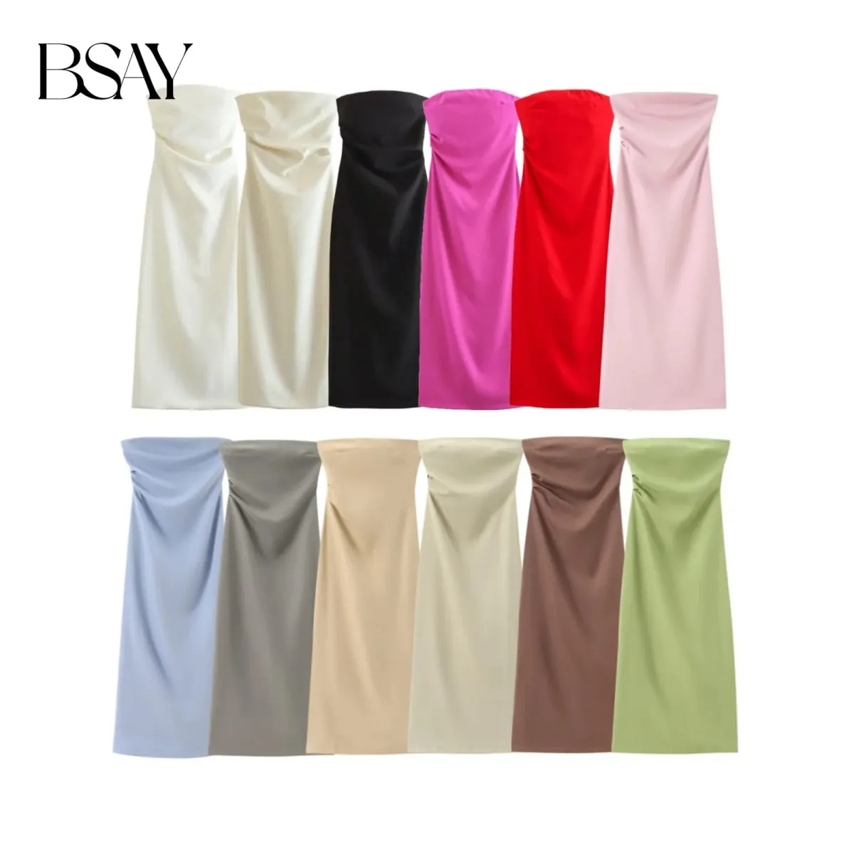Abito moda donna estate nuovo sexy spacco posteriore con zip pieghettato senza maniche senza spalline Chic femminile francese da sera elegante — image 2
