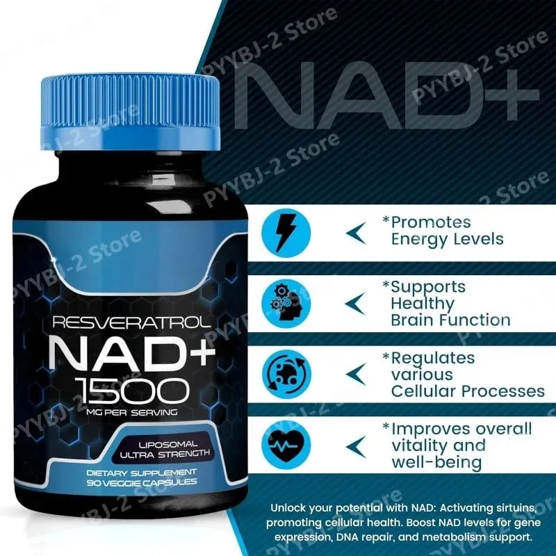 NAD+ kapslar med Resveratrol örtantioxidanttillskott Stöd för cellhälsa Energi och anti-åldrande för kvinnor män 90 delar — image 2