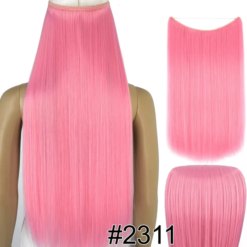 Synthetic Heat Resistant Hair Silky Straight Elasticity Invisible Wire Hair Extensions 8006 — image 39