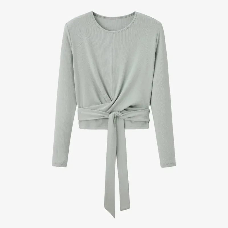 AS 2025 summer ribbing closed-fit wrap tops + Aline dress high Stretch matching sets