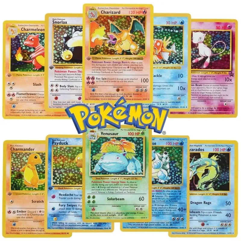 151Pcs/box 1996 First Generation Pokémon card Charizard Pikachu Mewtwo Blastoise Collecting card toys English version — image 1