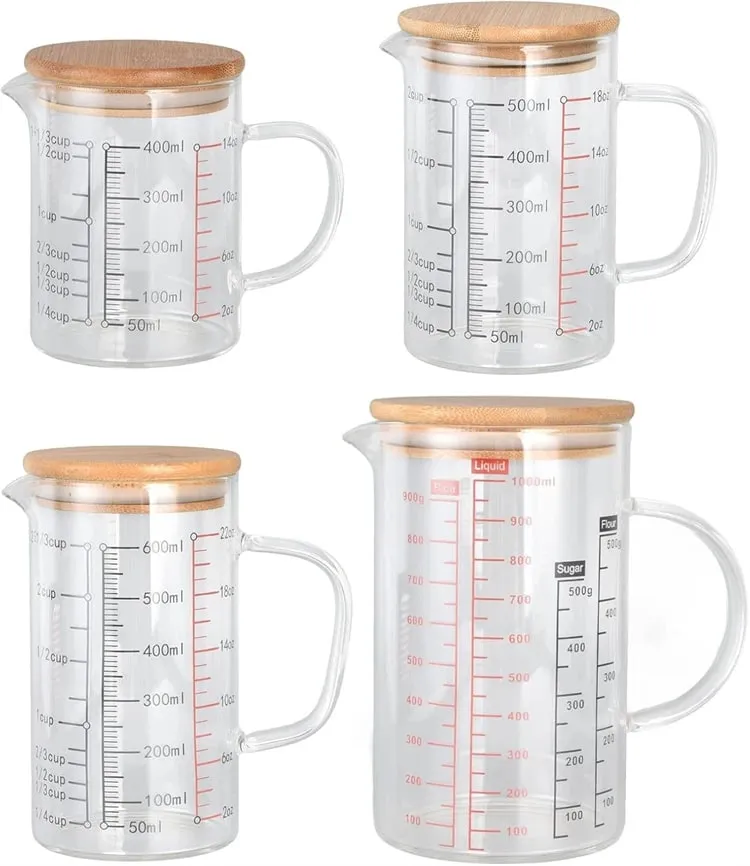 Mataas na Borosilicate Glass Measuring Cups Clear Glass Scale Cup With Handle V Shaped Spout Kitchen Glass Measuring Beaker — image 7