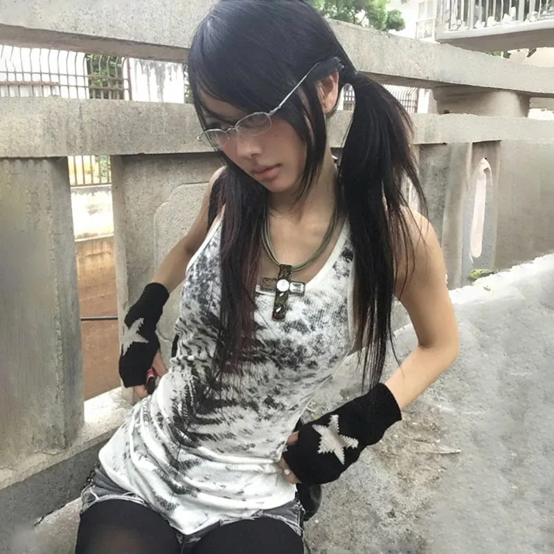 Karrcat Grunge Aesthetics Tie Dye Tank Top Trashy 2000s Style Long Tanktop Japanese Y2k Sleeveless Top Gothic Vintage Streetwear — image 5