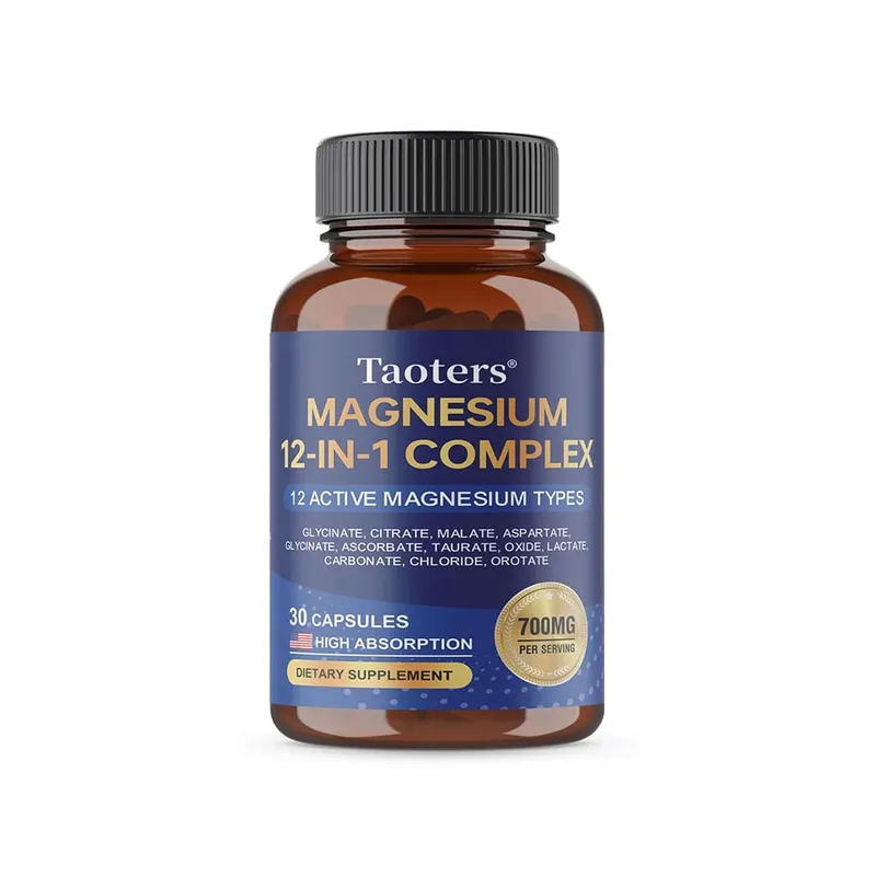 Magnezyum 12'si 1 Arada Kompleks Takviyesi - Kas Sinir Uykusu için 700 mg Yüksek Emilimli Glisinat Sitrat Malat ve Taurat Karışımı — image 8