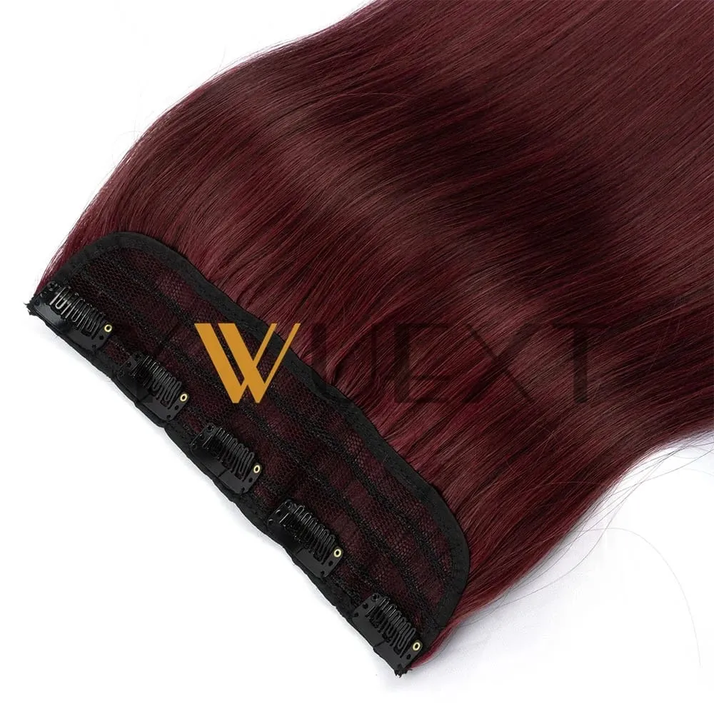 Light Weight Clip in Human Hair One Piece Fancy Colors 9 inches Width with 5 Clips Natural Straight Clip in Hairpiece 12''-20''