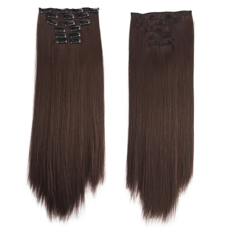 Synthetic Clip in Hair Extensions 6 Pcs/Set 16 Clips Long Straight Hairpieces Clip On Hair Extension for Women Blonde — image 12