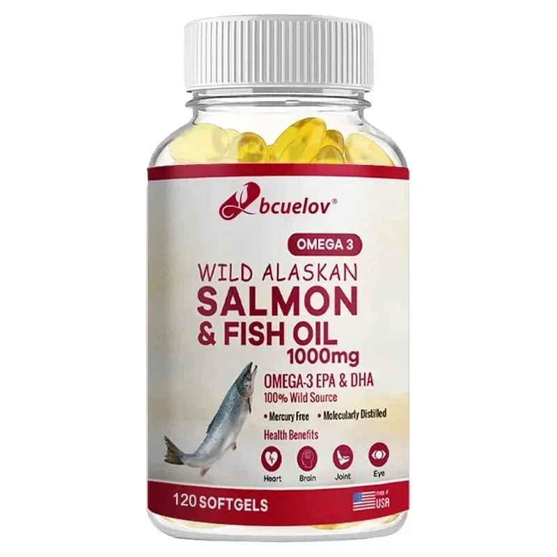 Huile de saumon sauvage d'Alaska - Acides gras oméga 3 EPA DHA de poisson pur - Soutient la fonction articulaire du cerveau, des yeux, du système immunitaire et de la santé cardiaque