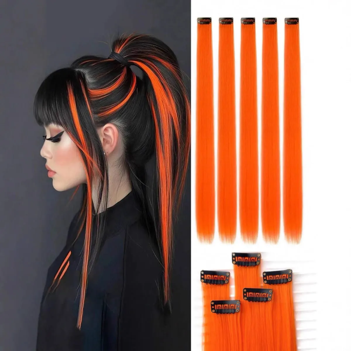 5PCS Klip Lurus Dalam Sambungan Rambut Klip Sorotan Sintetik Pada Potongan Rambut Rambut Fesyen Untuk Wanita Cosplay Pesta Harian — image 14