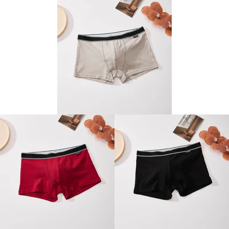 3pc Einfache Feste Farbe Streifen Gürtel männer Unterwäsche Baumwolle Bequeme Weiche Männliche Boxer Shorts Sonder Angebot Mittlere Taille briefs S-XL