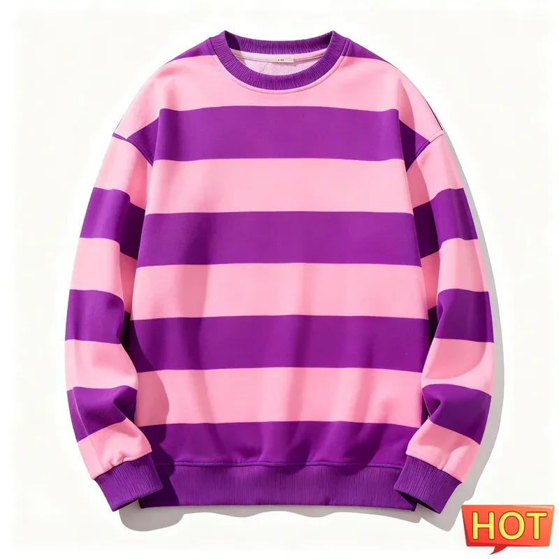 Retro gestreiftes Grafik-Sweatshirt für Herren, schlicht, lässig, langärmelig, 3D-gedruckt, hässliches Sweatshirt, lockere, atmungsaktive O-Ausschnitt-Pullover — image 8
