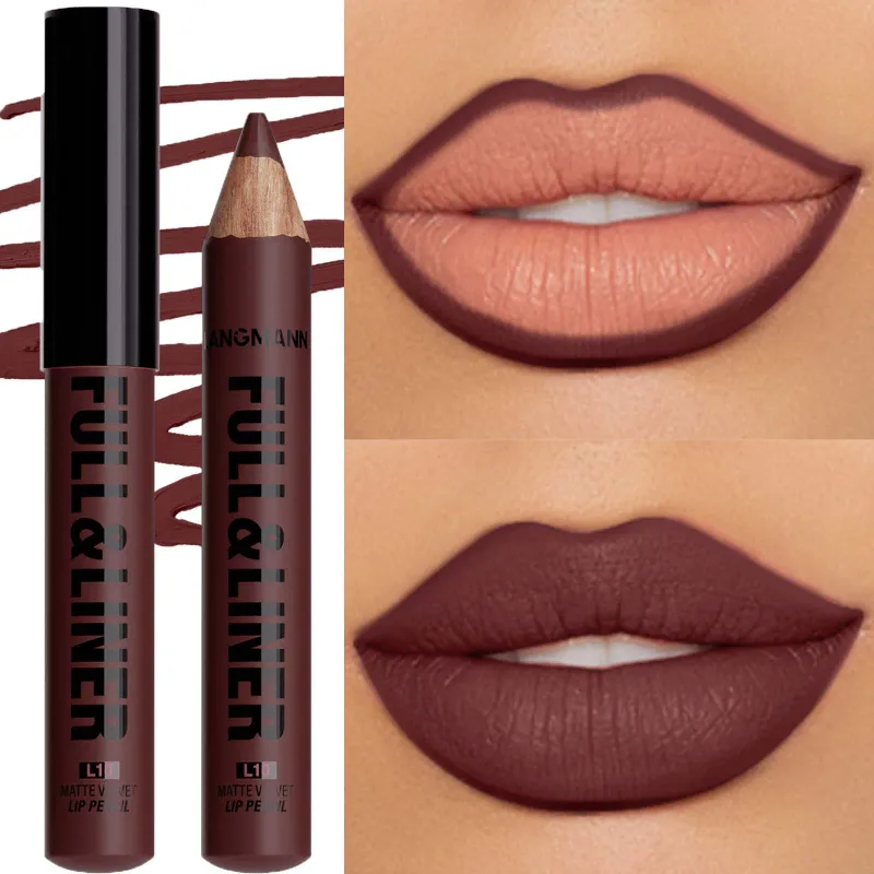 Waterproof Matte Lipliner Pencil Brown Contour Tint Lipstick Pen Long Lasting 12 Color Wooden Lip Liner Pencil Full-lip Makeup — image 16