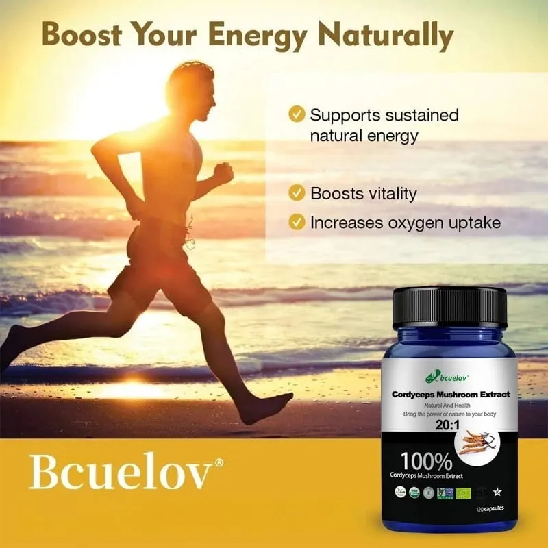 Pure Cordyceps Mushroom Extract Supplement - Improve Energy Respiratory Immune Kidney Health Support Vegetarian Capsules — image 2