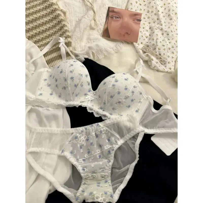 Sexy Floral Bralette For Small Chest Wireless Push Up Bra Anti Sagging Adjustable Comfort Lingerie Teens Girls Underwear — image 1