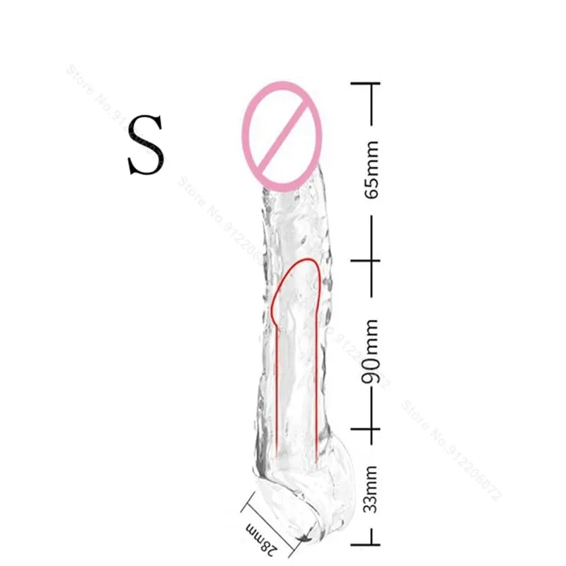 Male Extend Sleeve Penis Extender Condoms Reusable Dildo Enhancer Sex Toys For Men Delay Ejaculation Cock Nozzle