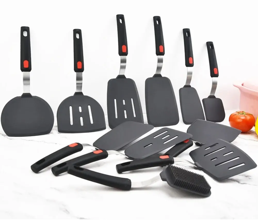 Silicone Spatula for Non Stick Pots High-temperature Resistant High Quality Stir Spring Steel Fry Spatula Tools Kitchen Utensils