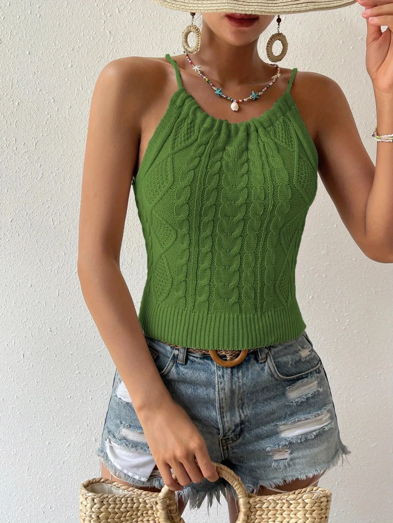 2026 New Summer Y2K Halter Cami Tops Sexy Backless Lace Up Summer Tank Top Women's Clothing Crop Top — image 4