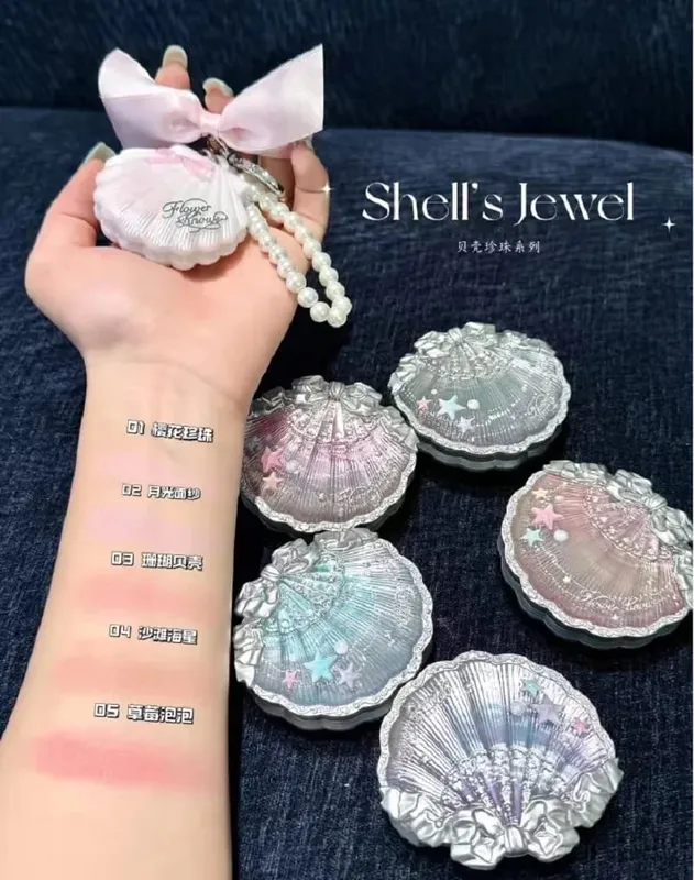 Flower Knows Shell Pearl Series Make Up Sets Eyeshadow Pressed Powder Blush Lip Gloss Makeup Base Handheld mirror 10 /11/13pcs — image 4