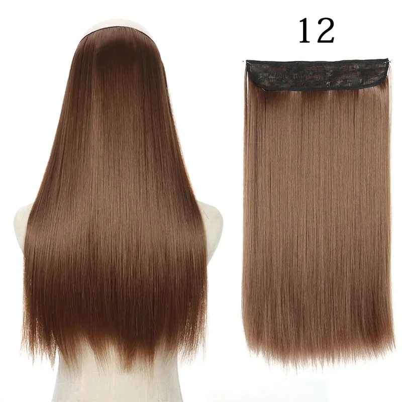 Synthetic Long Straight No Clip Invisible Line Hair Extensions 40 55 80cm Natural Brown Blonde Fake Hairpiece For Women