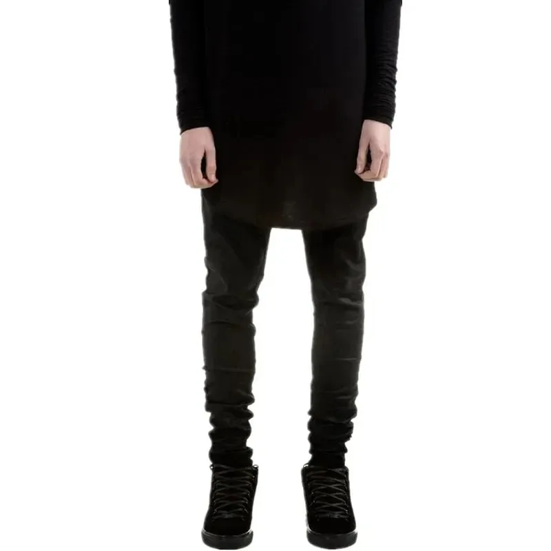 Spring Autumn New Black Stretch Men's Jeans Slim Small Feet Casual Simple Solid Color Male Skinny Denim Trousers Streetwear — image 6