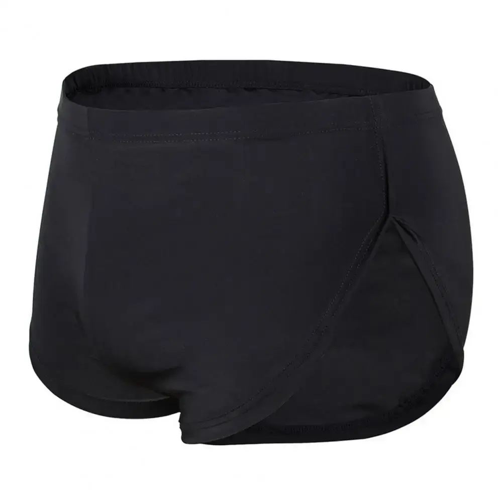 Homens cor sólida respirável shorts de cintura baixa calcinha elástica cintura lateral split gelo seda lounge shorts cuecas pijamas — image 2