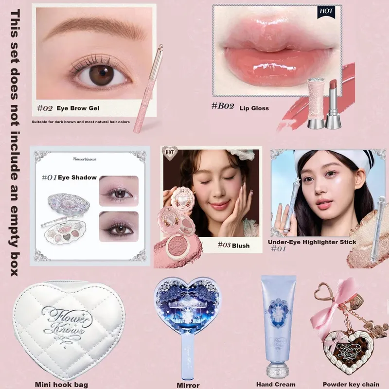 Flowerknows THE SWEETIE BEAR COLLECTION ชุดของขวัญแต่งหน้า All In คอนซีลเลอร์ Palette Blush Setting Powder Lip Jelly ของขวัญกล่องกระจก — image 10