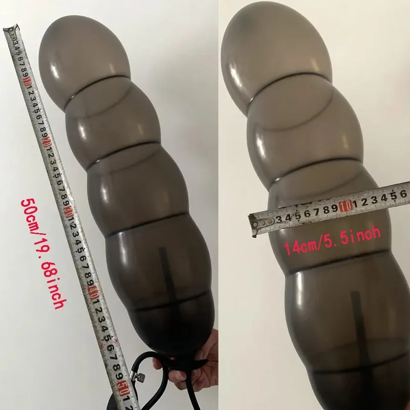Expansion Diameter 14cm Inflatable Dildo Anal Plug with 5 Beads Built-in Silicone Column Huge Butt Plug Ass Dilator Anal Sex Toy — image 2