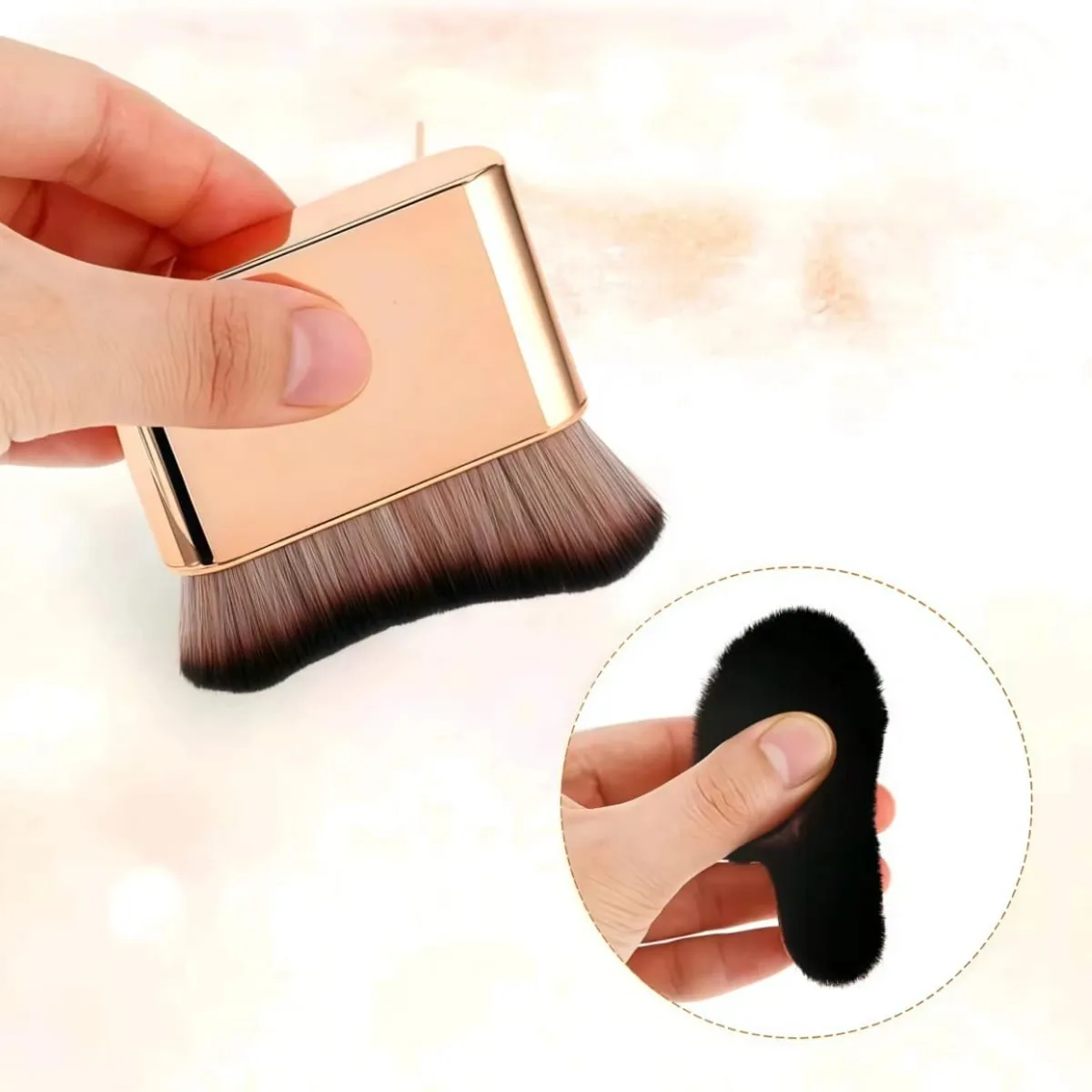 1 rose gold foundation brush for tanning blending foundation blush eyeshadow bronzer and foundation on face and neck with high and low end bristles
