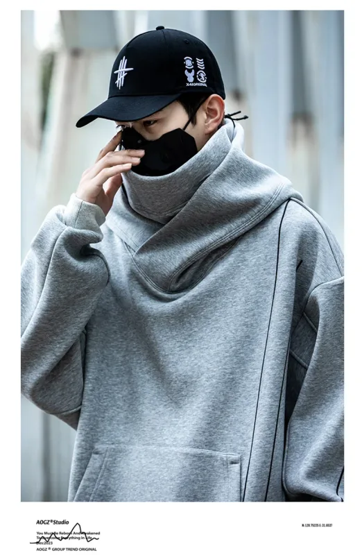 Autumn Men's Windbreaker Turtleneck Hooded Sweatshirts New Japanese Ninja Hoodies Women Line Print Oversized Y2K Vintage Hoodie — image 15