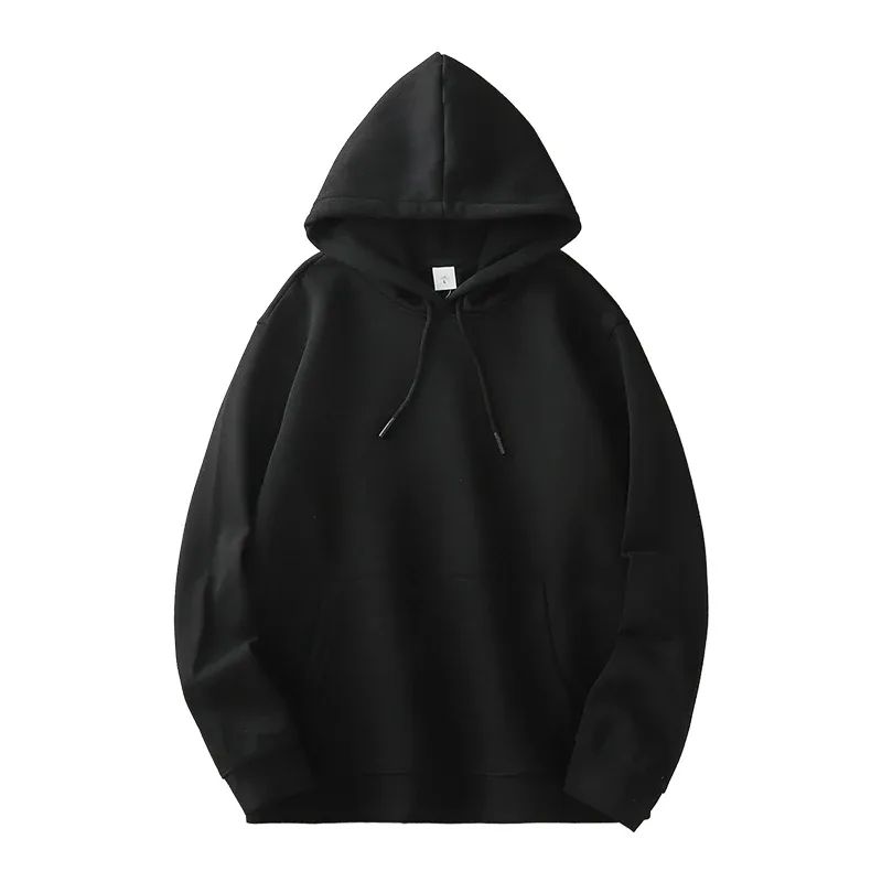 Casual Hooded Shirt for Men Winter Ticken Solid Color Loose Basics Fleece Hoodies Long-Sleeve Sweatshirt Men's Clothing
