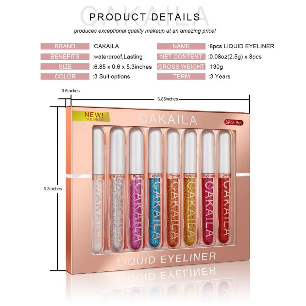8-Color Set Waterproof Eyeliner Pens Long-lasting Glitter & Colored Eye Makeup Cosmetics Beauty Matte Eye Liner Pencil Kit — image 6
