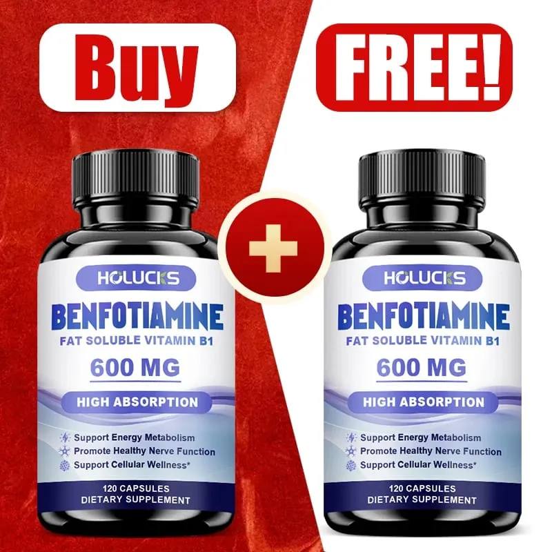 Benfotiamin 600 mg | Hervorragende Absorption von Vitamin B1 für Energiestoffwechsel und Nervengesundheit | 120 Kapseln Nahrungsergänzungsmittel — image 1