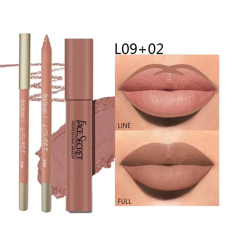 Matte Lipliner&Lipstick Set Waterproof, Long Lasting Lip Makeup Soft Matte Color Rendering Women's Makeup Cosmetics — image 5
