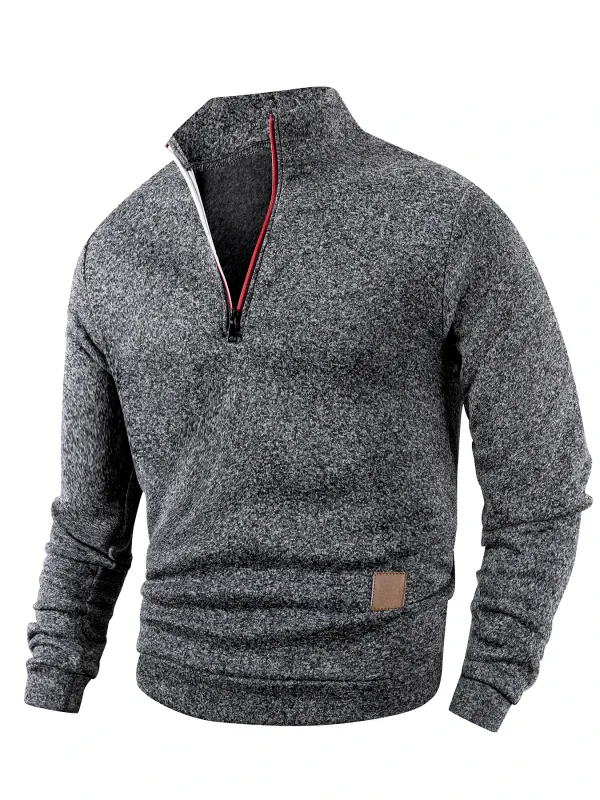 2Pcs Set Men 1/4 Zip Mock Neck Sweatshirt, Fleece Lined Pullover with Ribbed Cuffs Warm Casual Top for Fall Winter Daily Wear