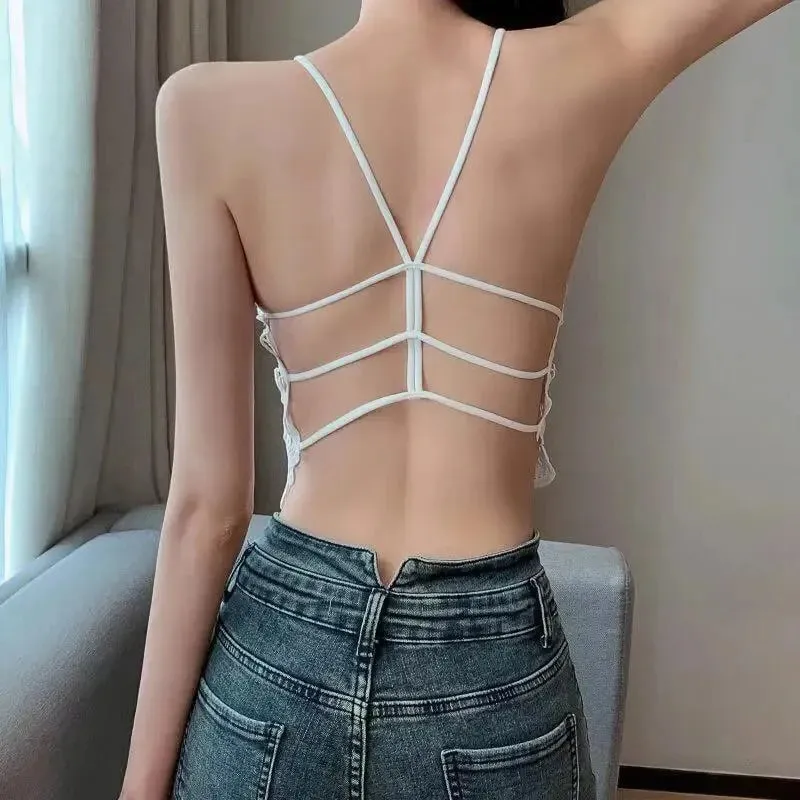Hollow Out Tank Tops Summer Vintage Hook Flower Hollow Back Strap Pure Sexy Inner Style Slim Can Wear Bra Externally for Women — image 3