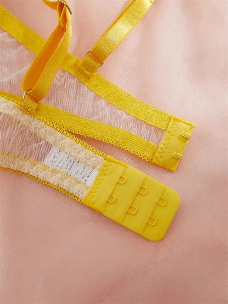 Vílí sexy sada spodního prádla Sladké krajkové spodní prádlo Luxusní intimní erotické prádlo Krásné květinové vyšívané sady podprsenky a kalhotek — image 6