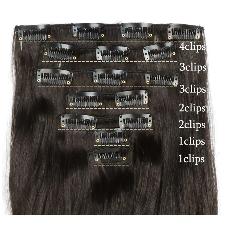 7Pcs/set 16 clips Synthetic Long wavy Hair Extensions Clips in Hair black Brown Suitable for Women Wig Hairpieces