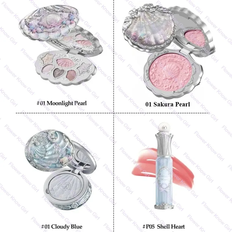 Makeup Flower Knows Shell's Jewel Mermaid Glow Set Eyeshadow Palette Blush Lip Gloss Makeup Bag Matte Glow Shimmer Primer Kit — image 5