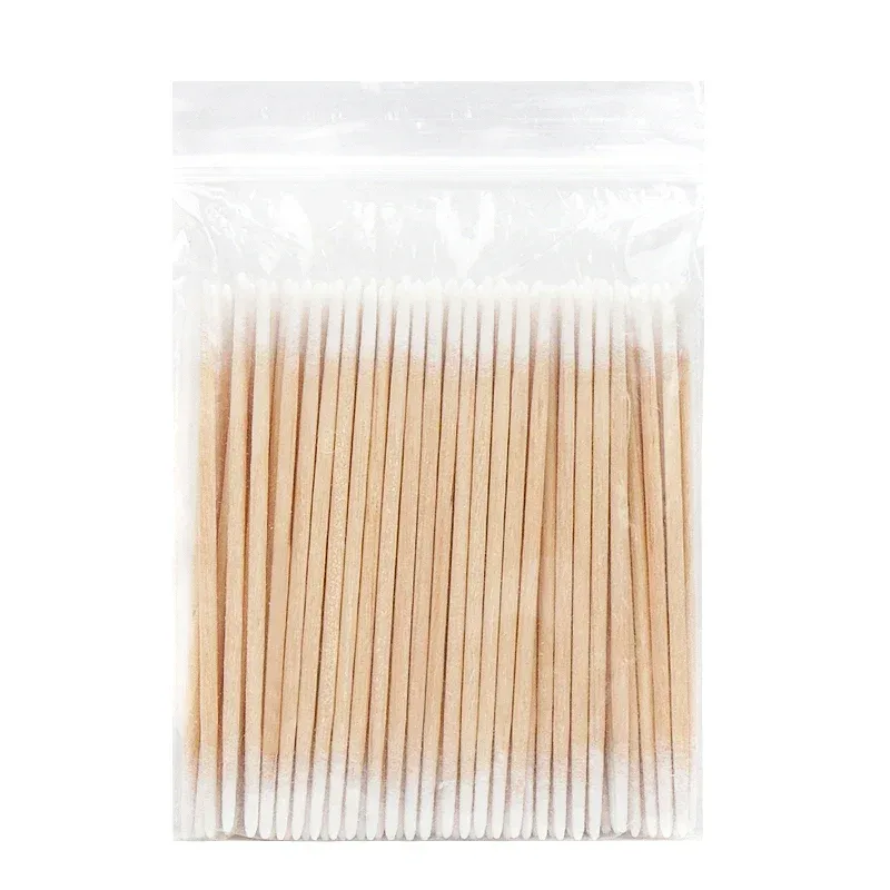 Disposable Ultra-small Double-end Wood Cotton Swab 100pcs Lint Free Micro Brushes Eyelash Extension Glue Removing Tools