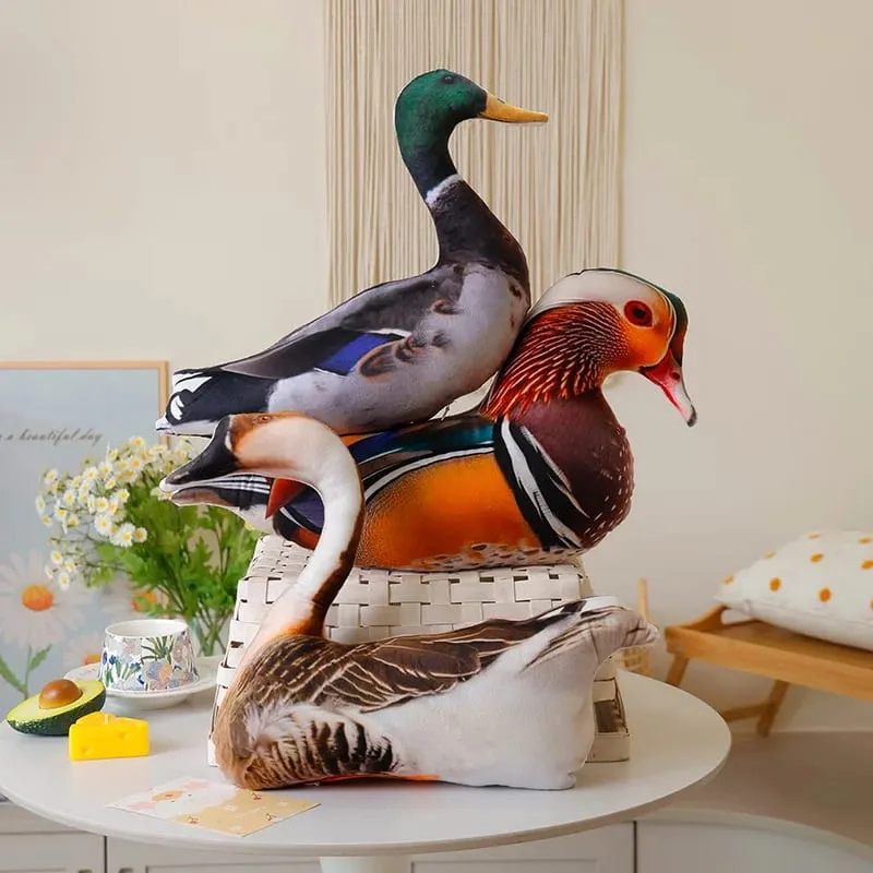 Simulation 3D Printed Animal Pillow Lifelike Parrot Goose Duck Pigeon Pheasant Cock Stuffed Doll Cute Cushion Toys Home Decor — image 5