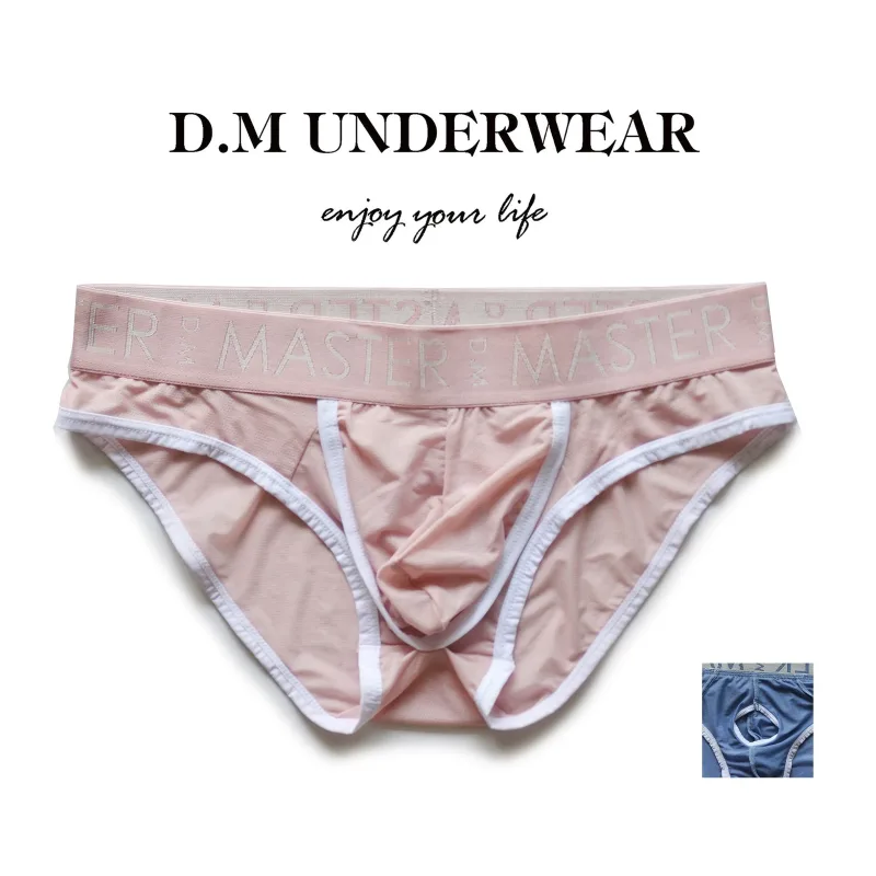 Men's Underwear Low Waist Thin Ice Silk Breathable Briefs High Elastic Letter Print Personality Underpants — image 3