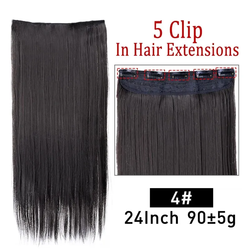 Long Straight Curly One Piece 5clips Clip-in Extensions 22Inch Heat Resistant Hairstyles Colour Mix Blonde Hair Piece For Women — image 48